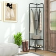 thumbnail image 3 of NALYL Corner Coat Rack with Storage, Simple Hall Tree with Hanging Rod & 2 Mesh Shelves, Anti-toppling Devices, Freestanding Metal Clothes Rack Shoes Shelf Organizer for Entryway Bedroom (Black), 3 of 9
