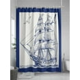 thumbnail image 5 of Shower Curtain Sailing Boat Seagull Bathroom Curtains with Hooks, Waterproof Fabric Blue Ocean Navigation Bath Shower Curtains Set for Bathroom Bathtubs Decor 72x72 Inch, 5 of 8