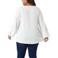 thumbnail image 3 of Agnes Orinda Women's Plus Size Tops Crew Neck Chiffon Blouses Swiss Dots Long Sleeve Shirts Top 2X White, 3 of 6