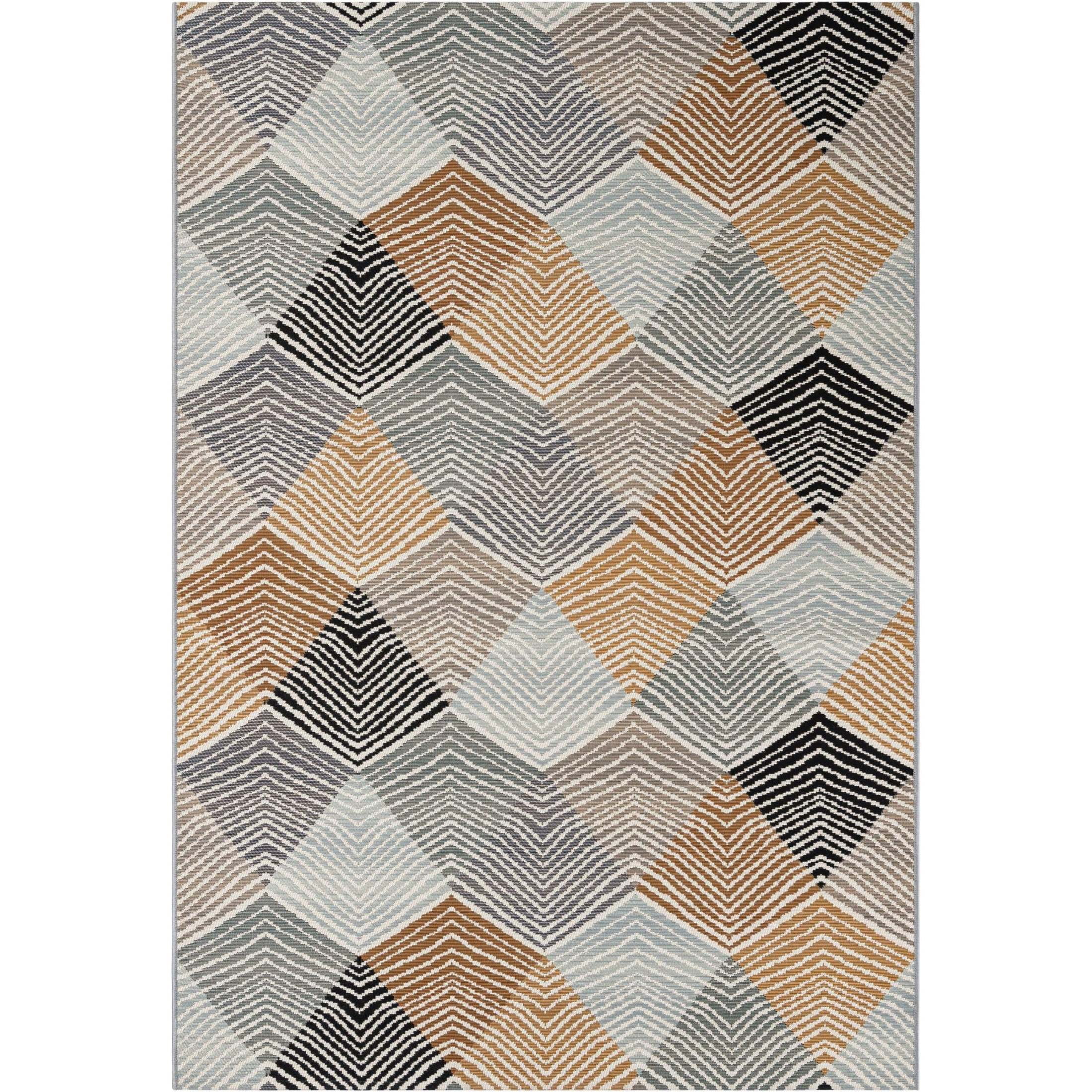 Unique Loom Outdoor Modern Collection Area Rug - Strata (5' 1" x 8' Rectangle Gray/Ivory)