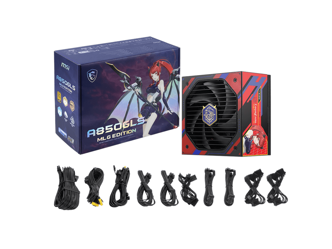 MSI A850GLS MLG EDITION, Fully Modular Compact Gaming 850W Power Supply, 80+ Gold, ATX 3.1 & PCIe 5.1 Ready, Native Dual-Color 12V-2x6 Cable, Low-Noise, Embossed Jacket Cables, 10 Year Warranty
