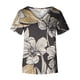 thumbnail image 4 of Camiseta informal para mujer con estampado floral y cuello en V, manga corta, jersey, blusa, tops Fridja  zx4034, 4 of 5