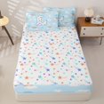 thumbnail image 4 of jejeloiu Watercolor Loves Initial L Zipper Full Size Comforter Sets with Fitted Sheet and 2 Pillowcases,Rainbow Cloud Monogram Art Zipper Bedding Set For Girls,Colorful Stars Reversible,4-Piece, 4 of 7