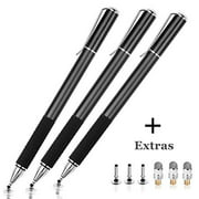 Fine Point Disc Stylus Pen for Apple iPad Pencil, Compatible with iPhone, iPad, iPad Pro, Samsung Galaxy Cellphones & Tablets and All Other Touch Screen Devices (3Pcs with Extras)