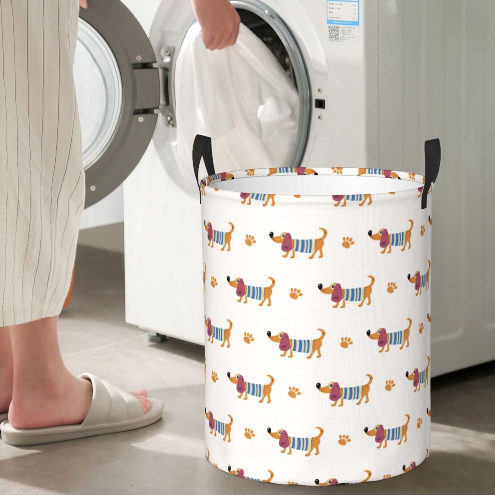 Large Laundry Basket with Handles - Dachshund Dog Puppy No.1004 Kids Baby Dirty Clothes Laundry Hamper for Bedroom Aesthetic