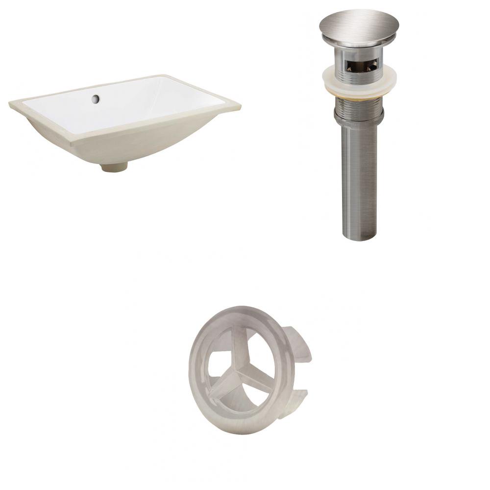 20.75in. W CSA Rectangle Undermount Sink Set In White Brushed Nickel