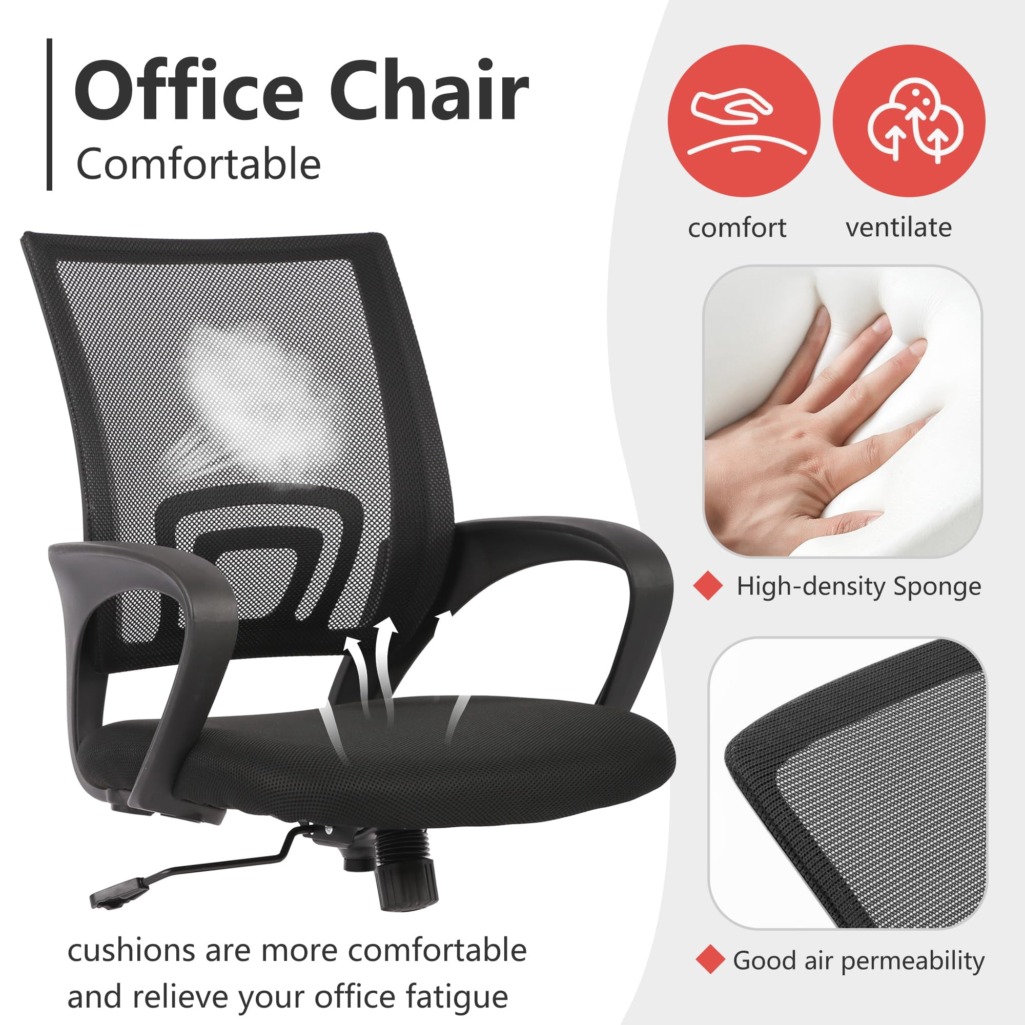 PayLessHere Ergonomic Chair , Adjustable Home Office Chair , Lumbar Support ,Swivel Rolling , Black