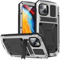 thumbnail image 1 of Estuche metálico para iPhone 14 Max, carcasa resistente de aluminio de grado militar con soporte de metal, protector de pantalla, a prueba de caídas, a prueba de golpes, carcasa completa para iPhone, 1 of 8