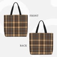 thumbnail image 2 of Balery khaki coffee plaid Bolsa de Mano para Mujeres con Cremallera, Bolsa de Gimnasio con Compartimentos, Bolsa para Laptop, Bolsa para Trabajo, 2 of 7