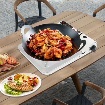 ToppiJoy Portable Rectangle Butane Camping Stove, 3500W Camping Stove with Portable Case, for Patio, Camping, Travel (White)