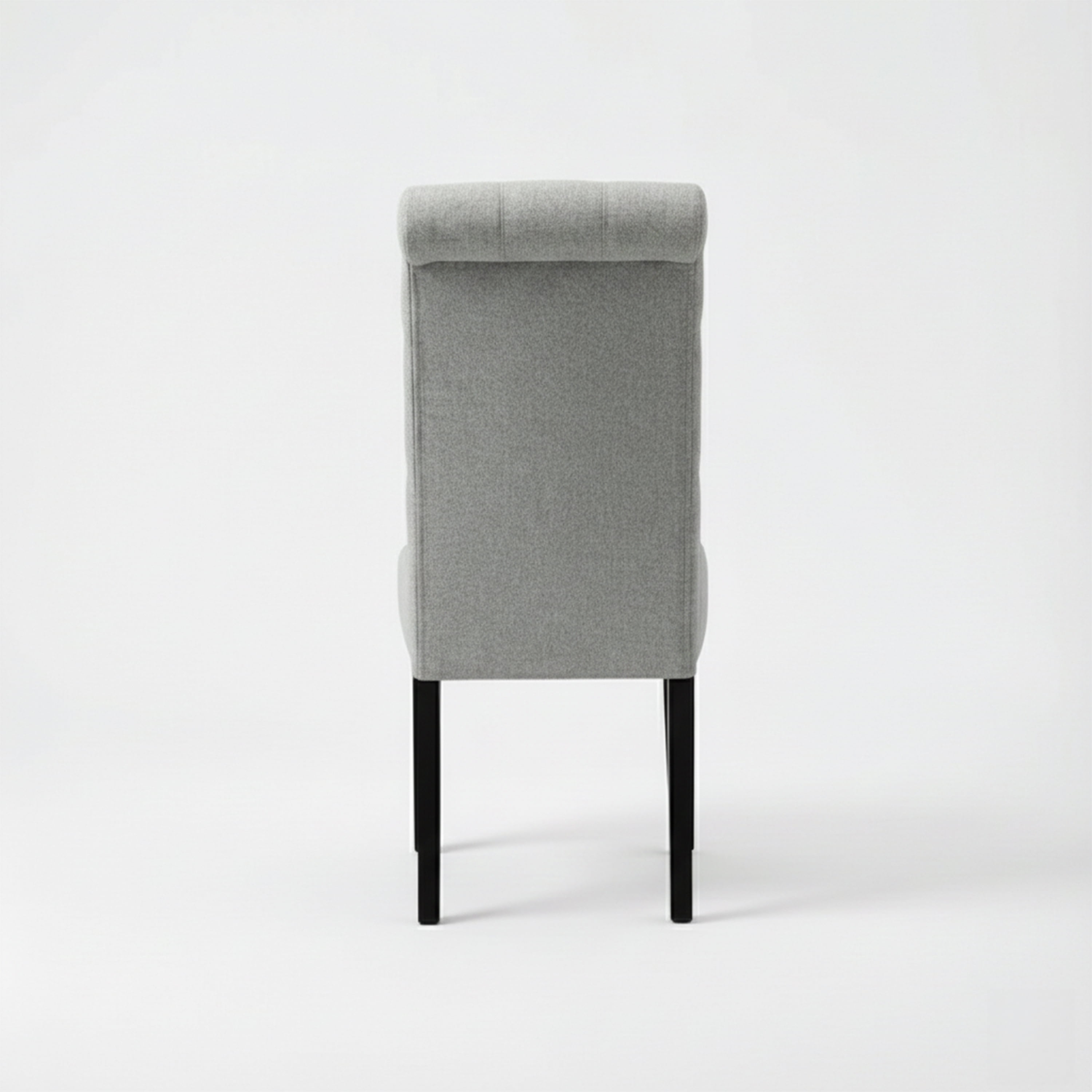 Natalie Roll Top Tufted Grey Linen Fabric Modern Dining Chair (Set of 2)