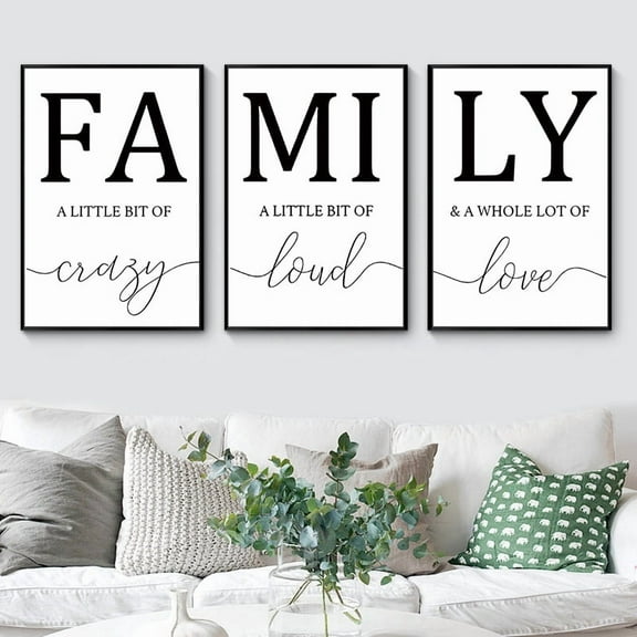 Three Family Wall Paintings, Love's Inspiration Canvas Wall Art Decoration, Frameless, Suitable for Home Bedroom Living Room Decoration