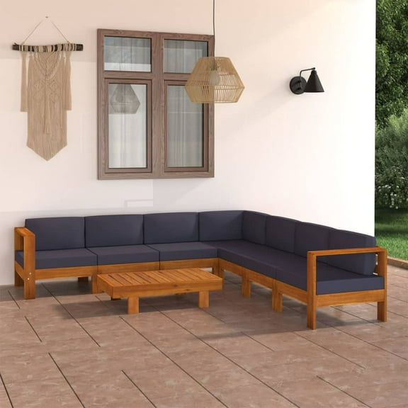 vidaXL Wooden Lounge Set Dark Grey Solid Acacia wood Modular