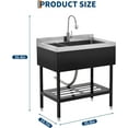 thumbnail image 3 of Acekid 36 x 20 x 35.5 Inch Utility Sink - Freestanding Commercial Stainless Steel Sink, Adjustable Leg with Hot/Cold Faucet, Hoses & Drain Kit, for Kitchen/Garage/Bathroom/Outdoor, Black, 3 of 6