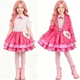 thumbnail image 3 of Pink Princess Costume Set, Halloween Cosplay Dress Set with Crop Jacket, Layered Ruffled Skirt & Heart Bag for Halloween, Birthday Party, 3 of 8