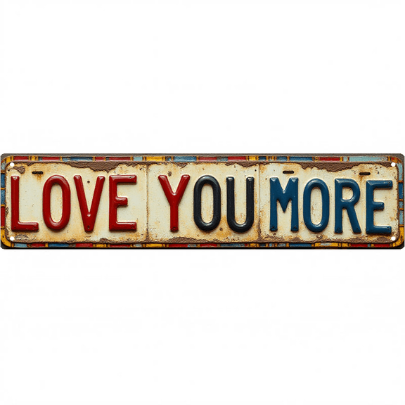 Decorative Tin Signs 16*4 Inches "Love You More" Family Wall Decor, Family Sign, Home Sweet Home Sign Ideal for Living Room, Entryway, Bedroom, Dining Room
