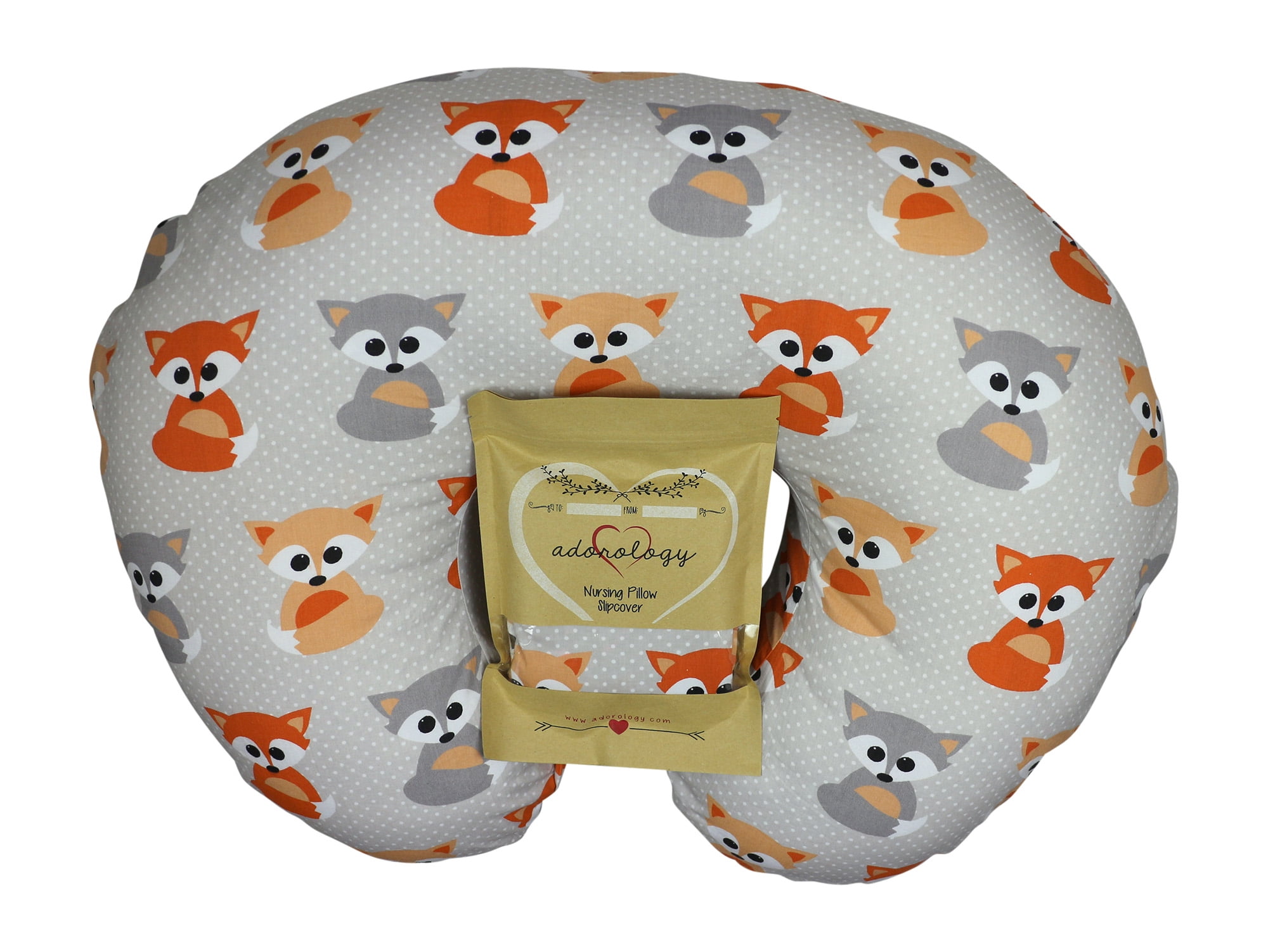 Nursing Pillow Slipcover Baby Gray Foxes Design Maternity Breastfeeding Newborn Infant Feeding