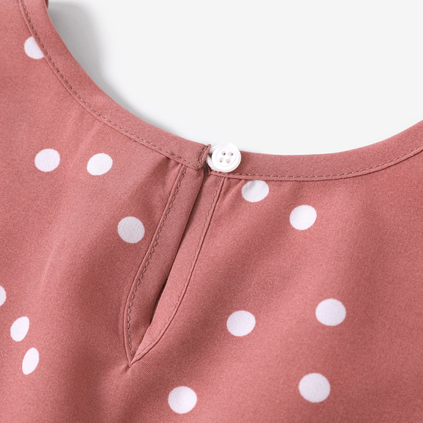 Dots Pink Dress for Women Mommy and Me Dresses V Neck Ruffle Flutter-sleeve Casual Dresses for Women and Girl Dress Family Matching Outfits, Women Dress