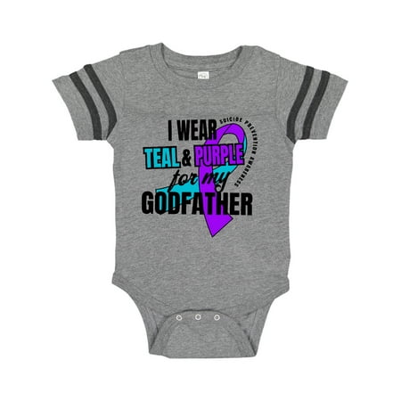 

Inktastic Suicide Prevention I Wear Teal and Purple for My Godfather Gift Baby Boy or Baby Girl Bodysuit
