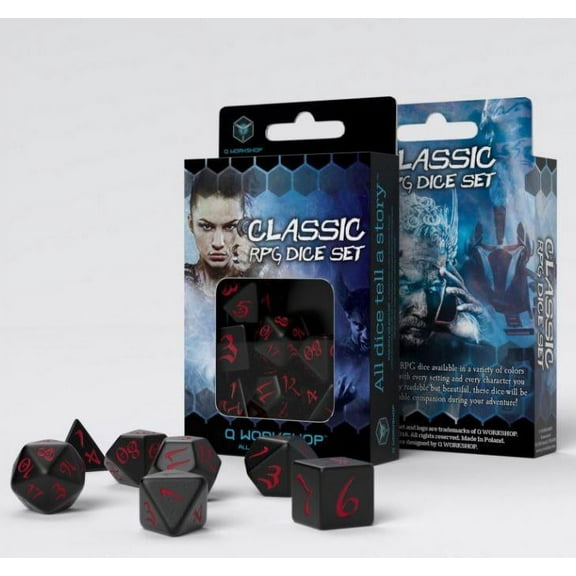 Dice Set - Black w/red New