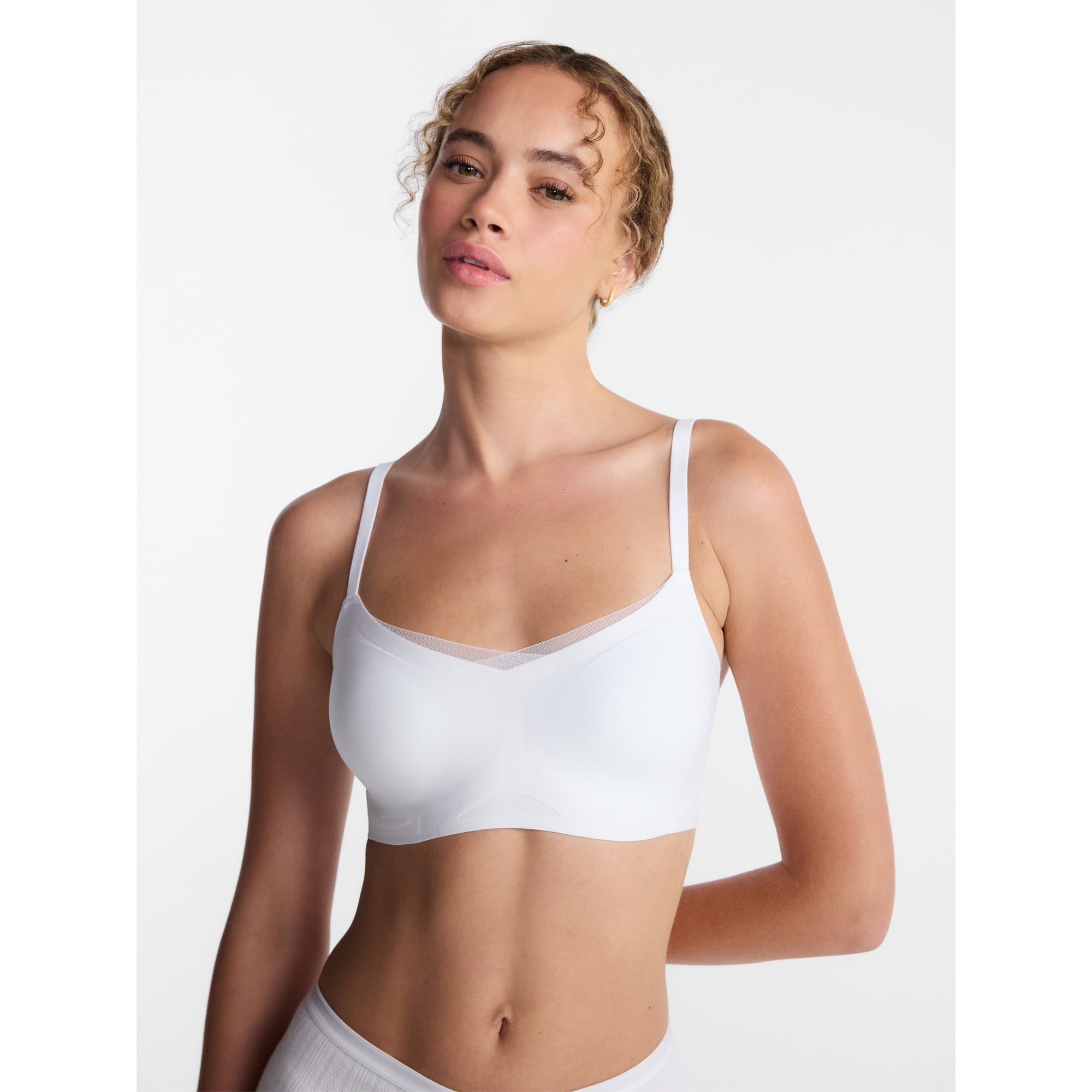 Joyspun Women’s Wireless Bonded Bra with Mesh Inserts, Sizes XS-XXXL