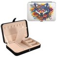 thumbnail image 2 of Leather Jewelry Box Rectangular 8.27x5.5x1.78In Travel Jewelry Storage Earrings Necklace Bracelet Watch Brooch Storage Cartoon Color Wolf, 2 of 8