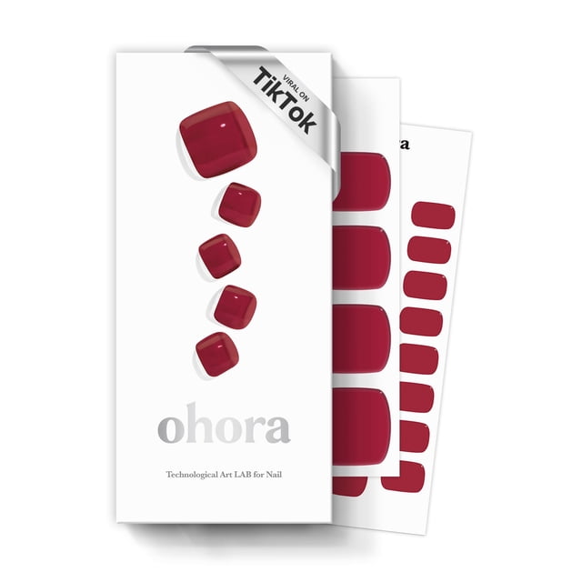 Tiras de gel para pedicura Ohora, semicuradas, color burdeos, color burdeos, con accesorios