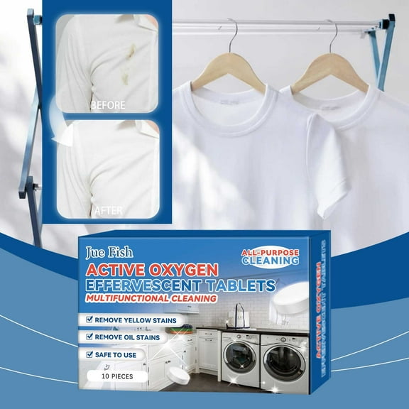FHBVT Multifunctional Oxygen Cleaning Tablets, Stain Remover & Deodorizer, Safe for Clothes, Shoes, & Surfaces, Efficient Cleaning for Home & Outdoor Use, Improves Daily Cleaning Quality