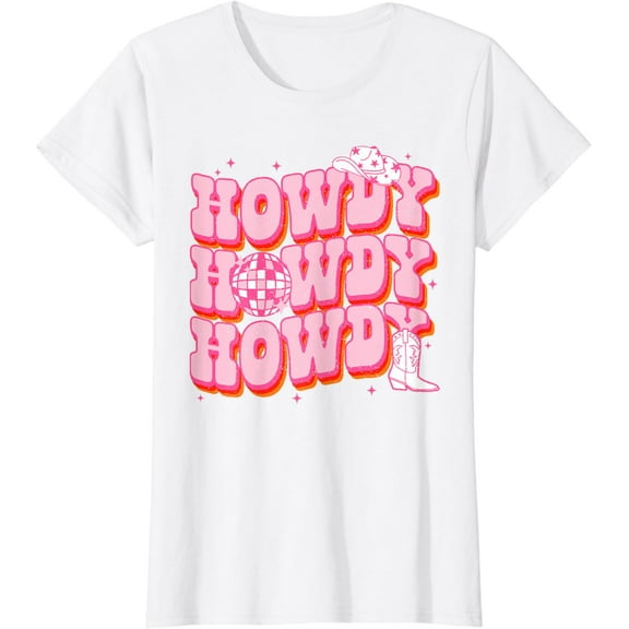 t-shirt Howdy Southern Western Girl Country Rodeo Pink Cowgirl Disco T-Shirt mens t shirt,white,women,funny,misfits,men,journey