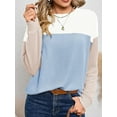 thumbnail image 3 of SHIBEVER Women Long Sleeve Tops Color Block Round Neck Shirts Casual Knitted Ribbed Sweatshirts Pullover for Women Fall Clothing Tunics Tops Blouses Size S, 3 of 6