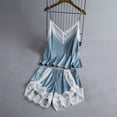 thumbnail image 2 of Women's Lace Camisole Pajama Set Cropped Tank Top with Shorts 2-Piece Ice Silk Loungewear Lightweight Sleepwear, 2 of 3