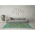thumbnail image 3 of Ahgly Company Indoor Rectangle Persian Turquoise Blue Traditional Area Rugs, 6' x 9', 3 of 4