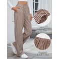 thumbnail image 5 of Aivtalk Womens Striped Gingham Pants Cotton Pajama Lounge Boxer Pants Casual Plaid Pj Bottoms Y2K Beach VacationTrousers with Pockets Coffee brown 2XL, 5 of 7
