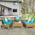 thumbnail image 1 of Gymax 4PCS Rattan Patio Sofa Set Outdoor Furniture Set w/ Turquoise Cushions, 1 of 10
