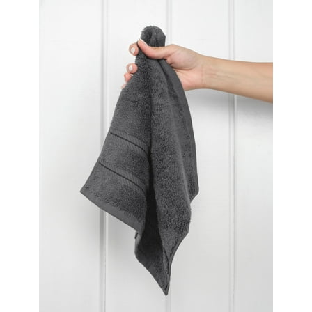 American Soft Linen Washcloth 100% Cotton 1 Piece Luxury Washcloth, Dark Gray