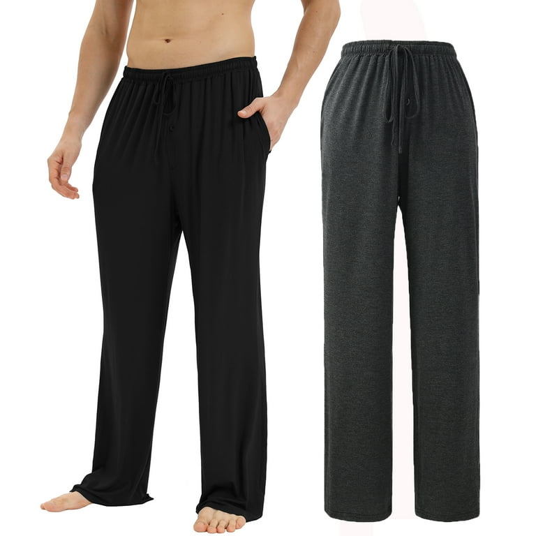 Men's Modal Pajama Pants, Mens Soft Sleep Bottoms Lounge Pants Straight-Fit  Comfy Sleep Lounge Pants PJ Bottoms Drawstring Sweatpants with Pockets