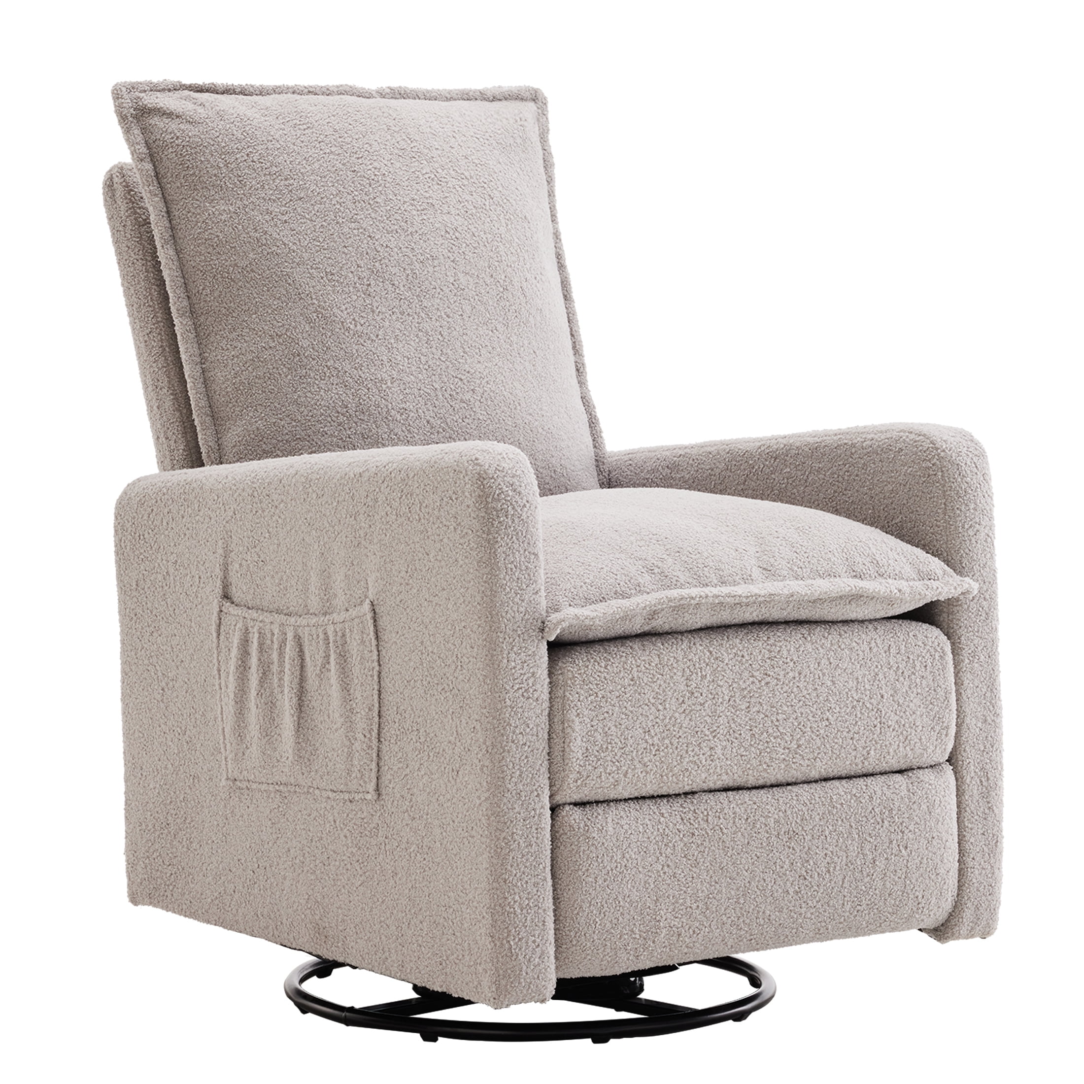Gelloan Upholstered Swivel Glider and Recliner Nursery Chair, Light Gray