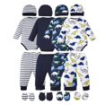 thumbnail image 2 of Kucnuzki Preemie Baby Boys Outfit Set Newborn Boy Winter Layette Sets 4 Packs Long Sleeves Romper Top Dinosaur Print Pants with Hats and Gloves Gift Sets 16PCS Clothing Blue, 2 of 9