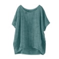 thumbnail image 3 of WCJM Women's Crew Neck Short Sleeve Tops Double Lined Slim Fit T Shir Women's Short Sleeve T-Shirt Women's Summer Short Sleeve Solid Casual Loose Linen Tops, 3 of 3