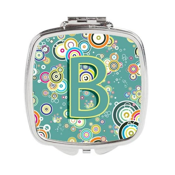Letter B Circle Circle Teal Initial Alphabet Compact Mirror