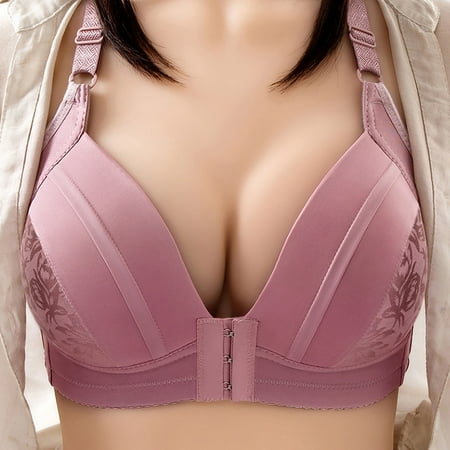 Black of Friday Deals!Clearance Staron Women Bra Front Closure No Underwire Bras Wireless Comfortable Bras Stretch Large Size Bra Front Button Bras