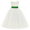 thumbnail image 2 of Ekidsbridal Ivory V-Back Satin Flower Girl Dresses with Pretty Colored Sash for Toddlers Formal Photoshoot Birthday Party Gown 219T 2, 2 of 3