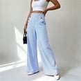 thumbnail image 2 of Lnmiateer Elegant High Waist Wide Leg Pants for Women Draped Loose Silhouette Solid Color Casual Dress Trousers Party Dinner Autumn Winter, 2 of 5