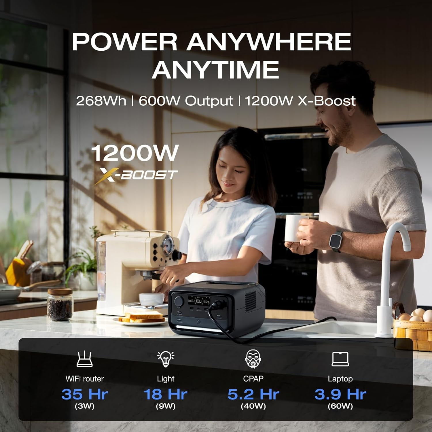 EcoFlow River 3 Plus 270 Portable Power Station, 268Wh LiFePO4 Battery, 3 Up to 1200W AC Outlets, <10 MS UPS, Expandable to 840Wh, 1Hr Fast Charge, <30dB Ultra-Quiet Solar Generator for Camping/RV