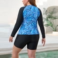 thumbnail image 3 of FEOYA Two Piece Rash Guard Swimsuit for Women Plus Size Long Sleeve Swimwear Built in Bra Modest Bathing Suits Swimming Tops with Short 5X, 3 of 6