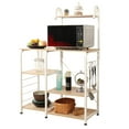 thumbnail image 1 of soges Microwave Cart Coffee Station, Kitchen Bakers Rack, Utility Microwave Oven Stand Storage Cart, Workstation Shelf, White Oak 172-MO, 1 of 2