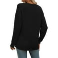 thumbnail image 5 of SHIBEVER Women Long Sleeve Tops Fall Clothing Casual V Neck Blouses Pullover Ribbed Knit Tunic Shirts with Pocket Lightweight Sweatshirts T-shirts Solid Color Black, 5 of 5