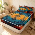 thumbnail image 3 of Erosebridal Baroque Aztec Zipper Full Size Comforter Sets with Fitted Sheet and 2 Pillowcases, Victorian Geometric Zipper Bedding Set, Teal Orange, Black Reversible, 3 of 7