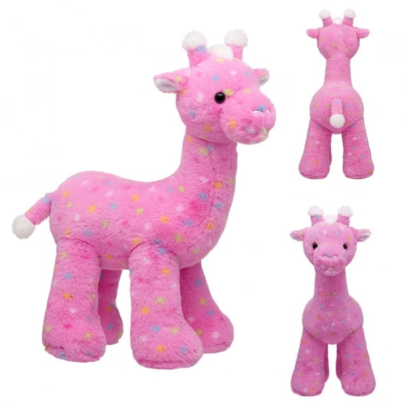 Pink Giraffe Plush Toy, Colorful Polka Dot Stuffed Giraffe Animal Decorative Plush for Home & Gift