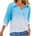 thumbnail image 1 of Camisas abotonadas de manga larga con cuello en V fruncido para mujer Tops delgados versátiles Pompotops FGAJ13703, 1 of 5